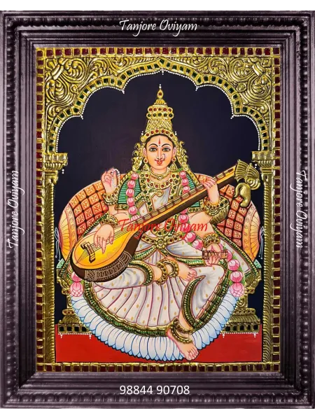 Authentic Saraswathi Devi Tanjore Painting